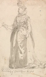 Kostümstudie - Französische Dame von Qualität im Jahr 1501